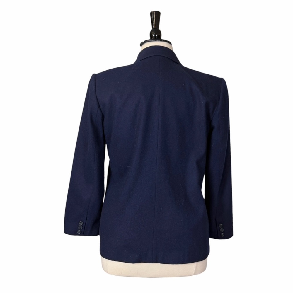 Vintage Accent Navy Wool Blazer Women’s Size 14 Made USA ILGWU Tailored Jacket - Picture 5 of 12
